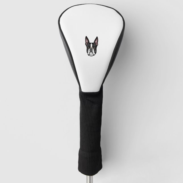 Cool Boston Terrier Face Golf Head Cover (Front)