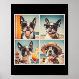Cool Boston Terrier Sungles Dogs Summer Vacation B Poster