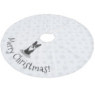 Cool Boston Terrier with Sunglasses (black) Fleece Tree Skirt