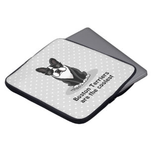 Cool Boston Terrier with Sunglasses (black) Laptop Sleeve