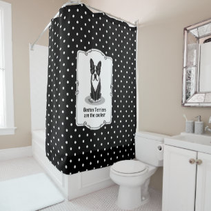 Cool Boston Terrier with Sunglasses (black) Shower Curtain
