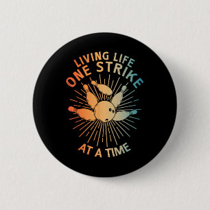 Cool Bowling Art For Men Women Kids Strike Team Ga 6 Cm Round Badge
