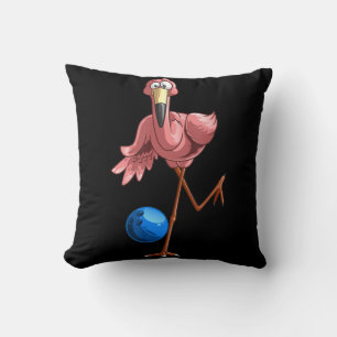 Cool Bowling Flamingo Fun Shorebirds Lover Player Cushion