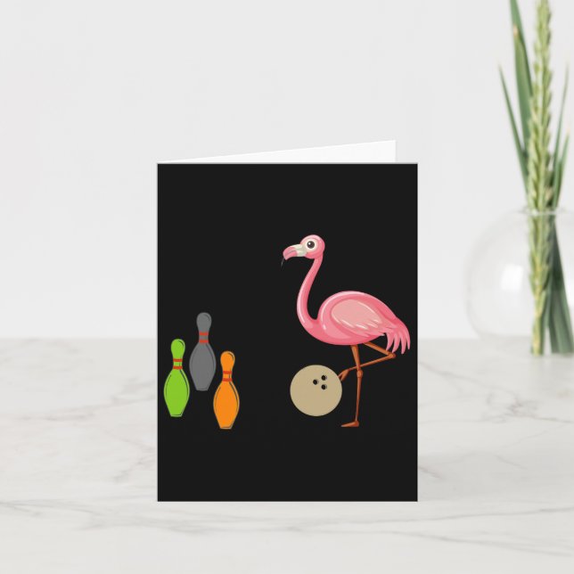 Cool Bowling Flamingo Funny Shorebirds Lover Playe Card (Front)