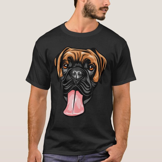 Cool Boxer Dog Face T-Shirt (Front)