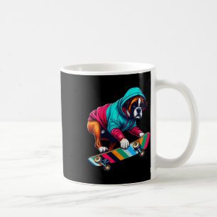 Cool Boxer Dog Skateboarding Illustration Art Coffee Mug