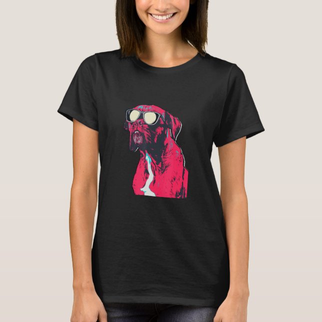 Cool Boxer Dog Wearing Sunglasses T-Shirt (Front)