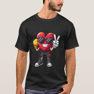 Cool Boxer Heart Boxing Men Boys Kids Peace Sungla T-Shirt