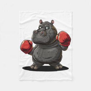 Cool Boxing Athlete Costume For Hippo And Animals Fleece Blanket