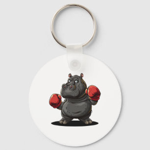 Cool Boxing Athlete Costume For Hippo And Animals  Key Ring