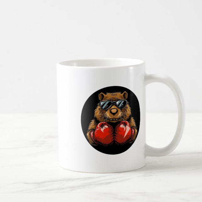 Cool Boxing Beaver Design For A Knockout Style  Coffee Mug (Right)