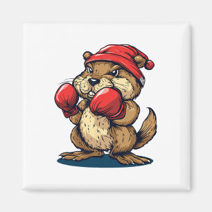 Cool Boxing Beaver With Gloves For A Knockout Appe Magnet