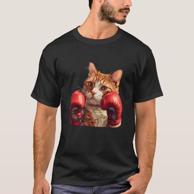 Cool boxing cat costume with boxing gloves T-Shirt (Front)