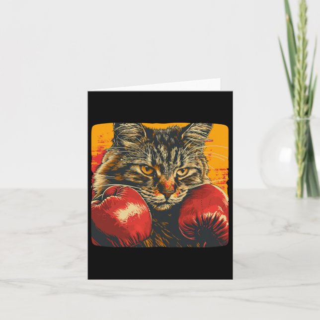 Cool Boxing Cat For Boxing Gloves And Cats Lovers  Card (Front)