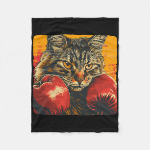Cool Boxing Cat For Boxing Gloves And Cats Lovers Fleece Blanket