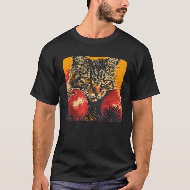 Cool boxing cat for boxing gloves and cats lovers  T-Shirt (Front)