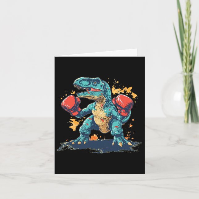 Cool Boxing Gloves With Dinosaur  Card (Front)