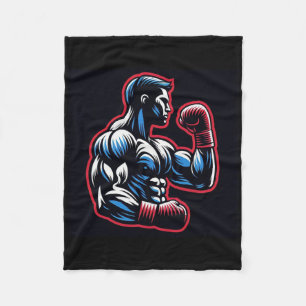 Cool Boxing Logo Strong Boxer Black Red And Blue S Fleece Blanket