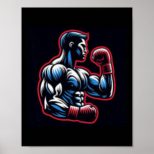 Cool Boxing Logo Strong Boxer Black Red And Blue S Poster