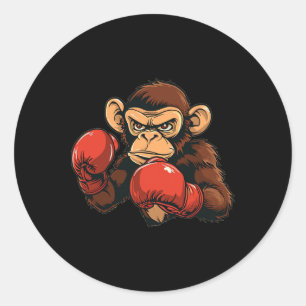 Cool Boxing Monkey Costume Classic Round Sticker