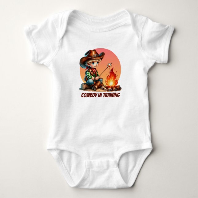 Cool boy cowboy training customisable  baby bodysuit (Front)