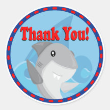 Cool Boy Shark Birthday Thank You Party Favour Tag