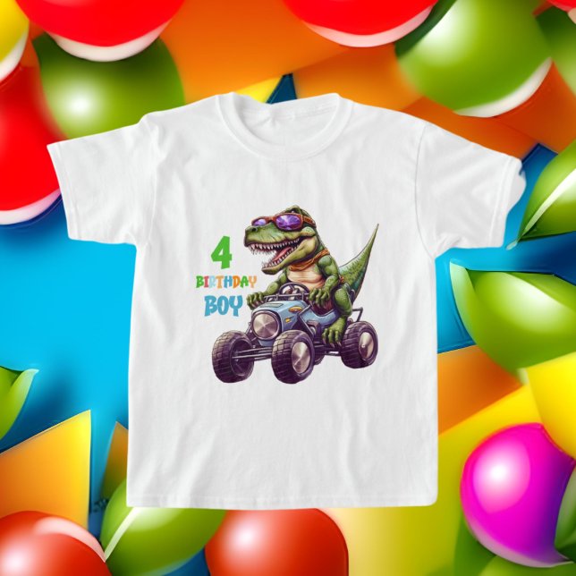 cool boys 4th Birthday dinosaur prehistoric  T-Shirt (Creator Uploaded)