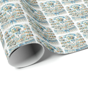 Cool boys baby shower tiled  wrapping paper