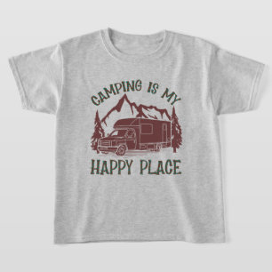 Cool boys camping happy place word art  T-Shirt