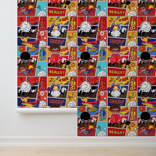 Cool boys comic pop tiled wallpaper (Application)