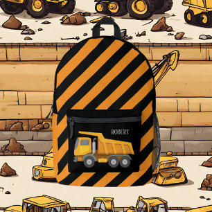 Cool boys Construction add add name Printed Backpack