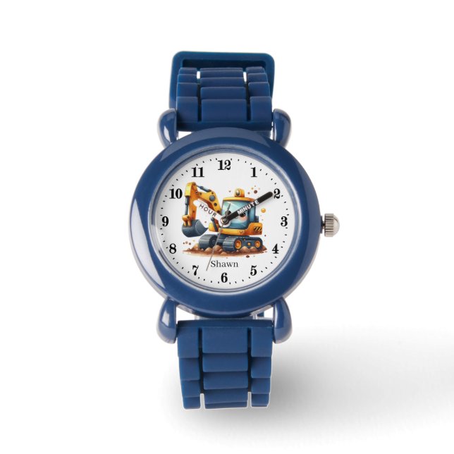 Cool boys construction lovers customisable watch (Front)