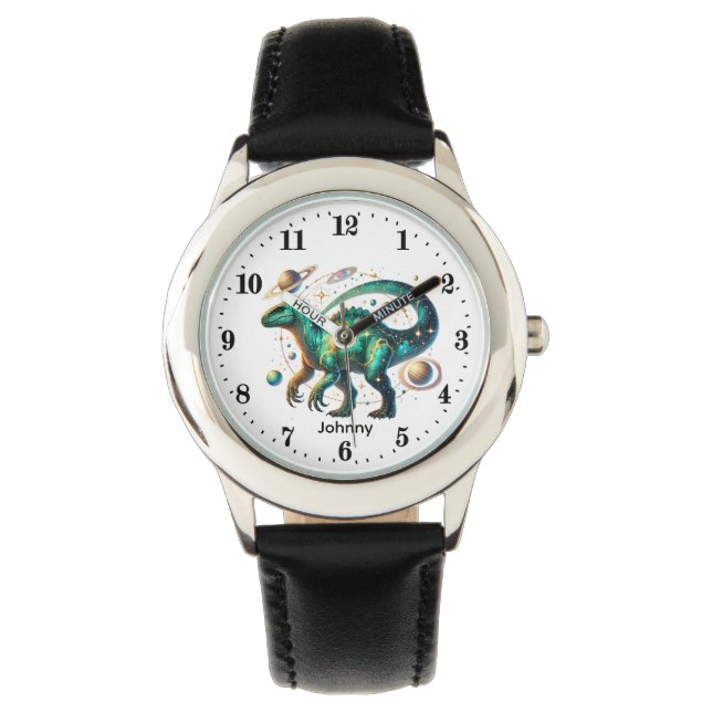Cool Boys Cosmic Dinosaur add name Watch  (Front)