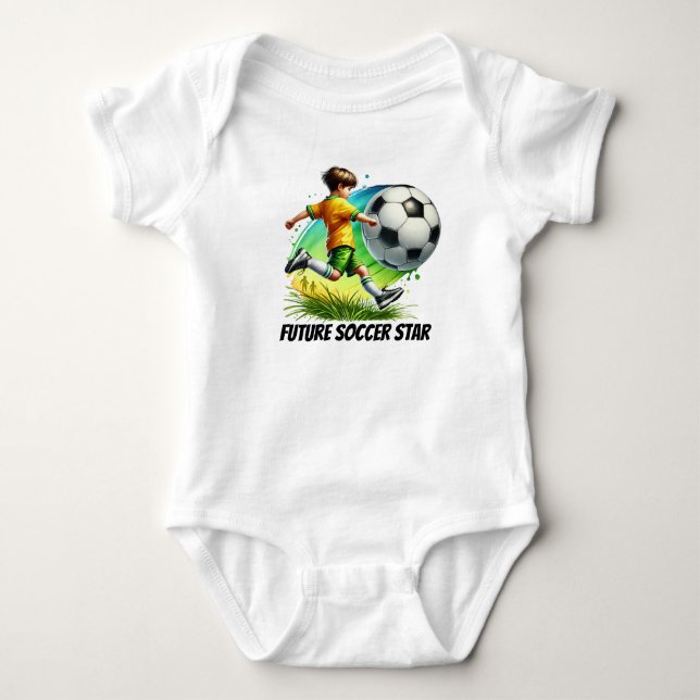 Cool boys future Soccer star customisable Baby Bodysuit (Front)