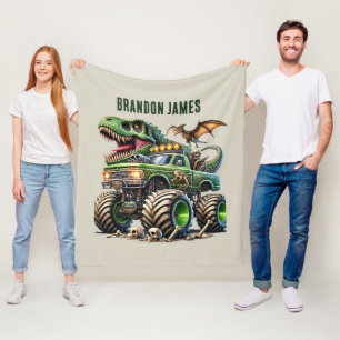 Cool boys monster truck add name fleece blanket