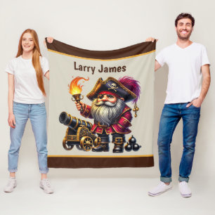 Cool boys pirate lovers add name fleece blanket