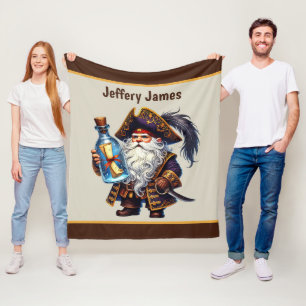 Cool boys pirate lovers add name  fleece blanket