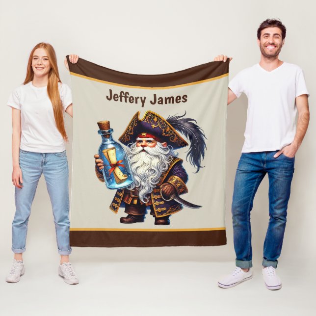 Cool boys pirate lovers add name  fleece blanket (In Situ)