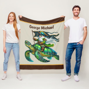 Cool boys pirate lovers add name fleece blanket