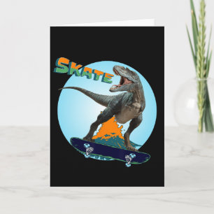 Cool Boys Skateboarding T Rex Dinosaur Skateboard  Card
