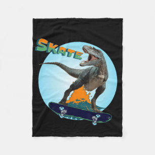 Cool Boys Skateboarding T Rex Dinosaur Skateboard Fleece Blanket