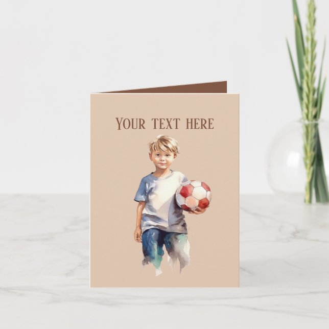 Cool boys soccer sports add text card (Front)