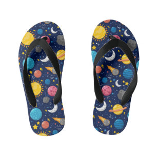 Cool boys space lovers tile pattern Kid's Kid's Flip Flops