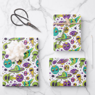 Cool boys space lovers tiled party wrapping paper sheet