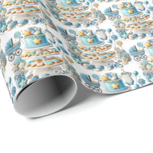 Cool boys tiled baby shower pattern wrapping paper