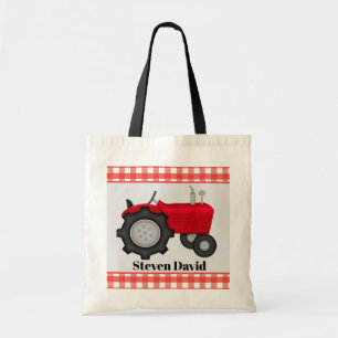 Cool Boys tractor add name tote bag