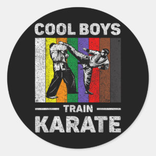 Cool Boys Train Karate Vintage Taekwondo Karate Classic Round Sticker