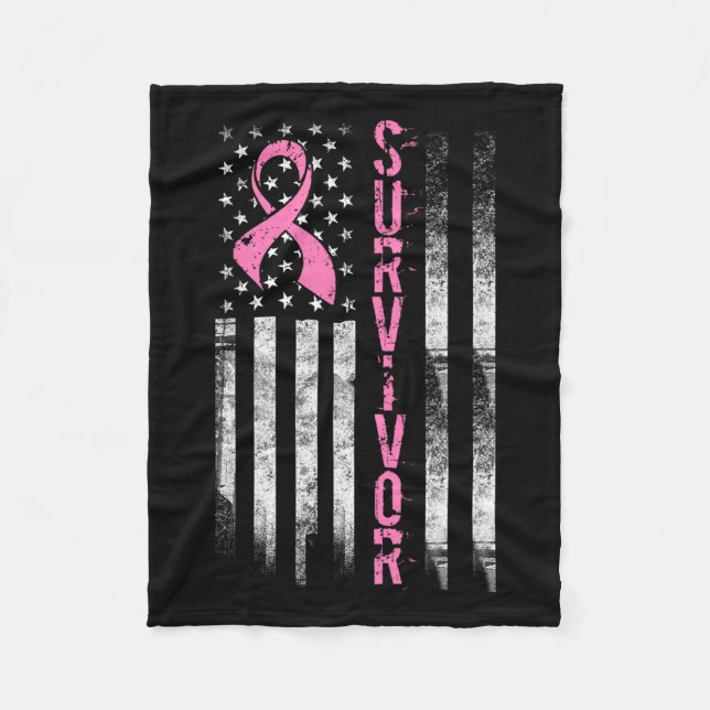 Cool Breast Cancer Survivor - Women Pink Flag  Fleece Blanket (Front)