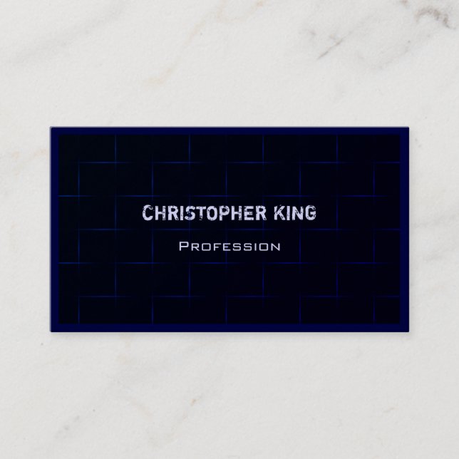 Cool Bricks Pattern Dark Blue Black Professional Business Card (Front)