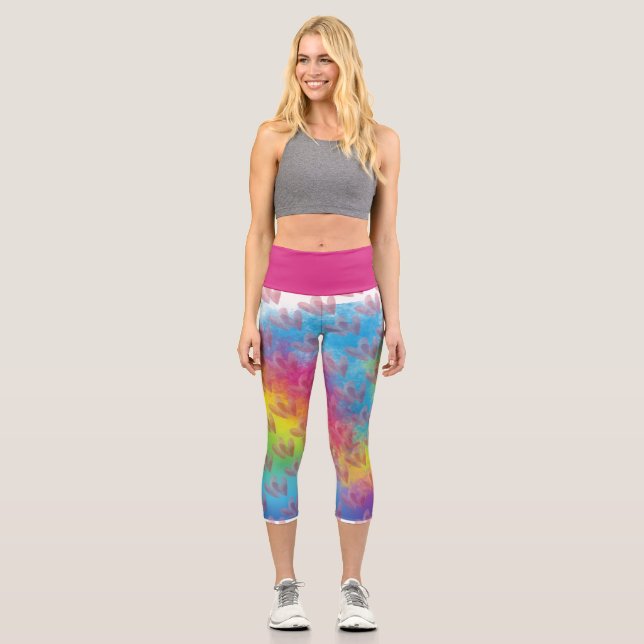 Cool Bright colourful Hearts Pattern Leggings (Front)